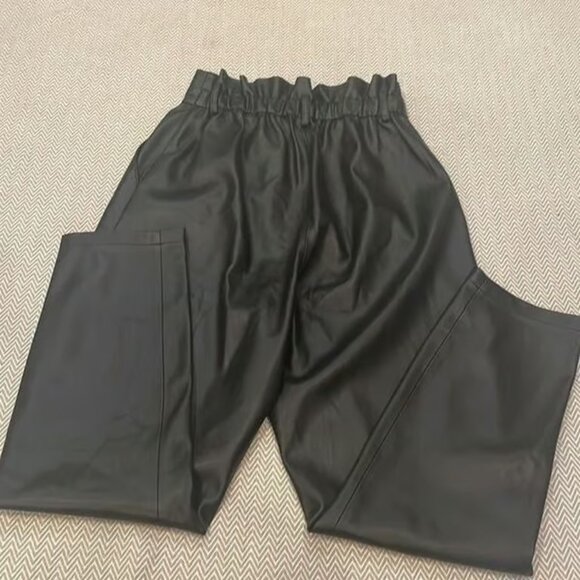BB Dakota Steve Madden Faux Leather Paper Bag Waist Band Pants Size 8 - Picture 3 of 5